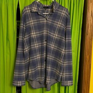 NWT Quince Blue Button-Down Flannel